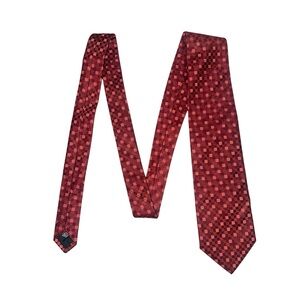 Boss Hugo Boss Red Silk Square Printed Pattern Tie OS